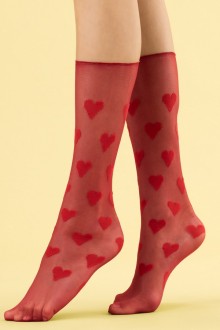 LOVE ME ponožky elegant srdíčka - barva cherry red